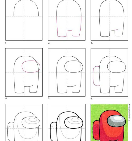 How to Draw Among Us Crewmate Easy Step by Step1