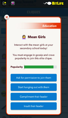 How to Join the Mean Girl Clique in BitLife