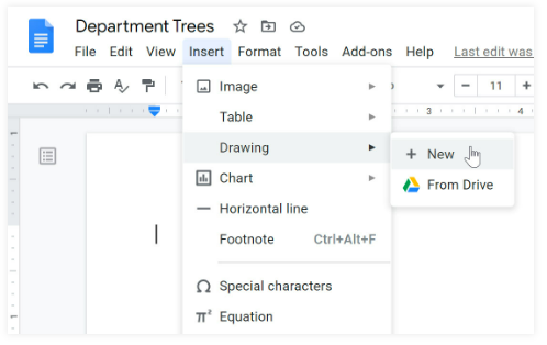 Inserting a text box in Google Docs by using shapes