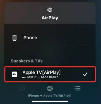  AirPlay device appear selected under “Speakers & TVs”.