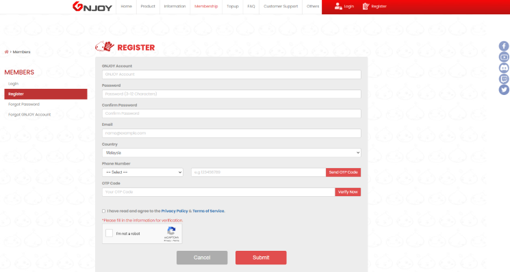 How to Register Gnjoy For Asia'