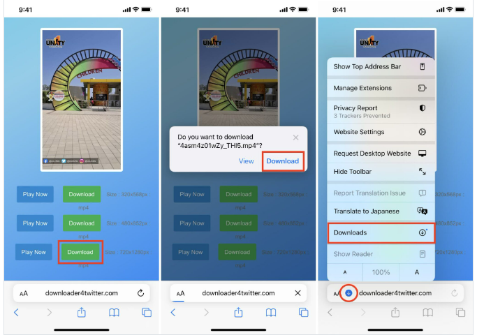 Using Safari to save Twitter video to iPhone Photos app
