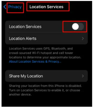 Disable Location Services