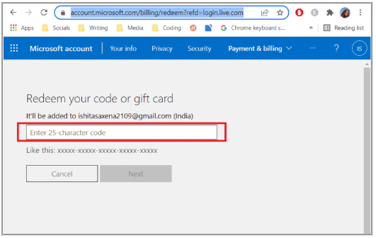 Redeem Microsoft Account Code Online