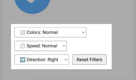 Change Colors, Speed, and Direction menu if needed