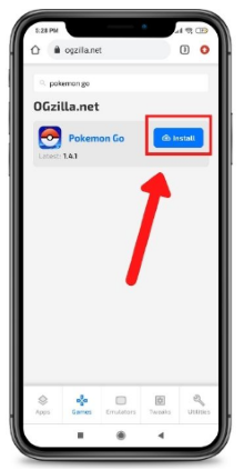 Tap on the ‘install‘ button given on the right side of the Pokemon Go