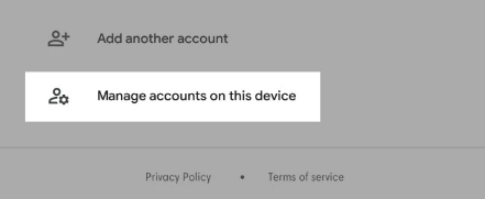choose the Manage accounts menu on this device.