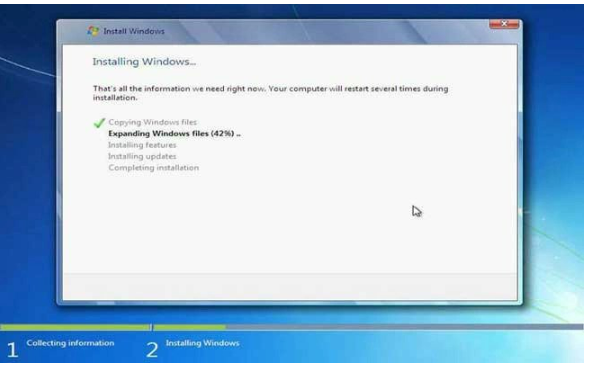 Wait for a while for the process of Windows 7 file transfer
