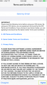 Select Agree for Apple’s Terms and Conditions