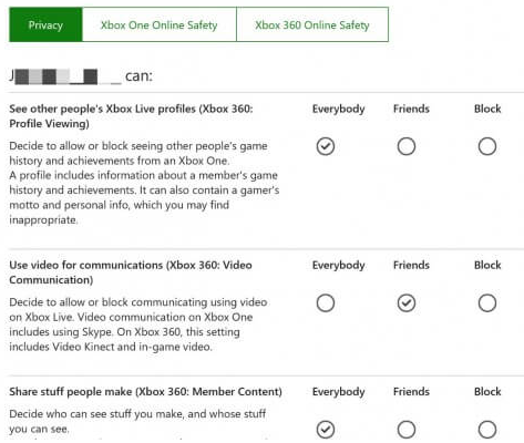 Xbox Privacy Settings