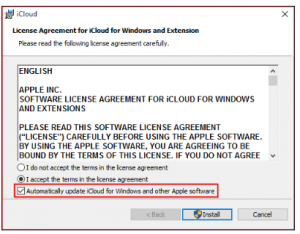 accept the terms of the license agreement from iCloud