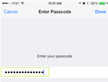 access code or your iOS device passcode