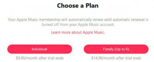 choose one of the plan options iTunes