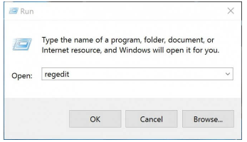 open the Registry Editor by pressing Win + R