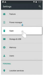 tap Apps and then Apps Manager in Android