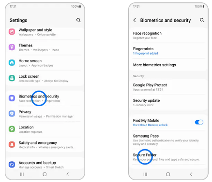 use a secure folder to hidden apps android