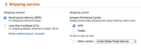 choose the shipping methods
