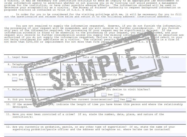How to Fill Out Federal Visitation Form