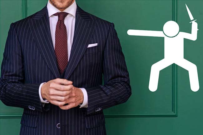 Throwing Knives at Men Wearing Striped Suits (Kansas)