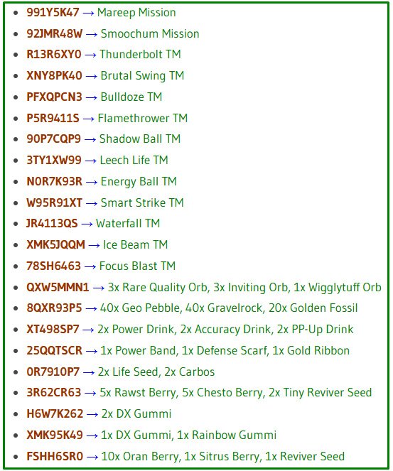 Wonder Mail Code List – Rescue Team DX