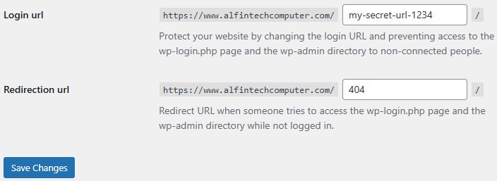 WPS Hide Login Plugin Settings