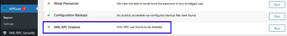 XML-RPC disable WPScan 2