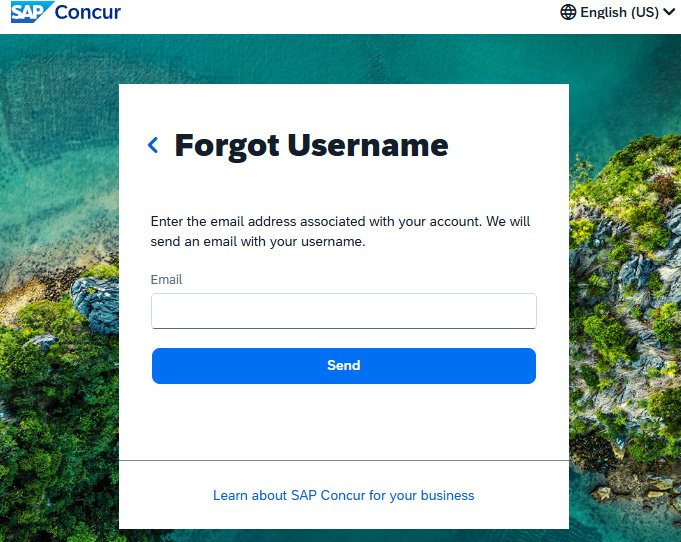 SAP Concur Log in Forgot Username