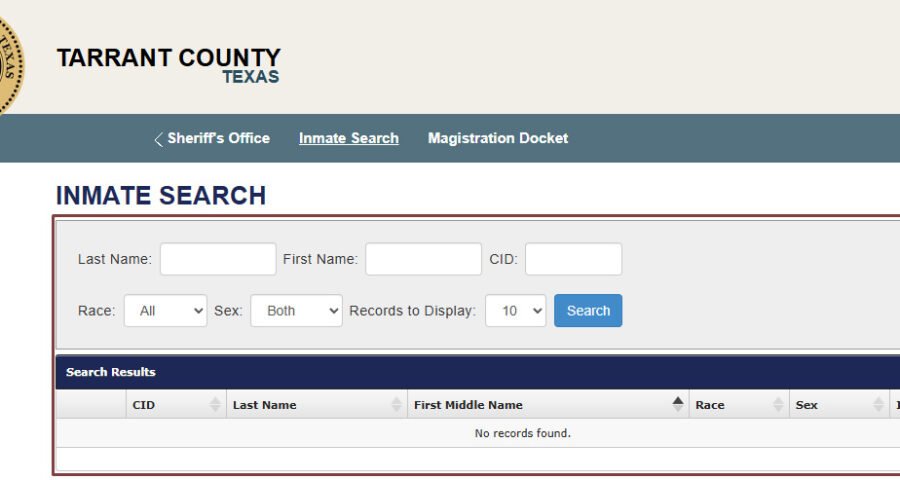 Tarrant County Inmate Search Guide 1