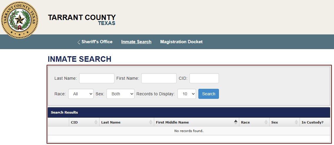 Tarrant County Inmate Search Guide 1