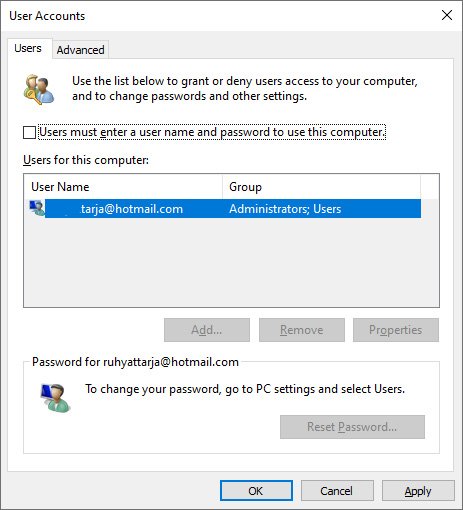 Netplwiz Command Disable Password for Auto Login on Windows 11-10 part 3