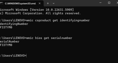 wmic bios get serialnumber command - How to Find Serial Number of this PC or Laptop in Windows 10-11 1