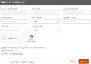 Create Your Account on Trackitt 1