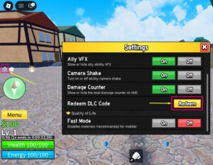 Redeem Codes in Roblox Blox Fruits 1