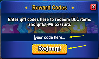 Redeem Codes in Roblox Blox Fruits 2