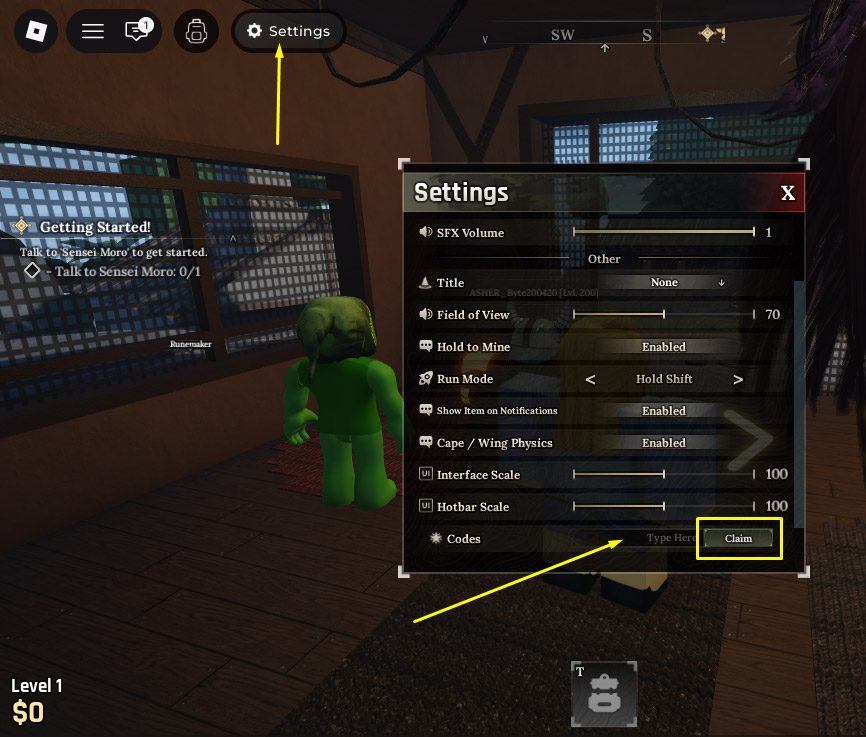 Redeem Codes in Roblox The Forge game