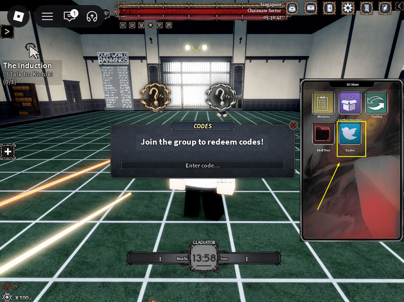 Redeem Codes in Roblox Devil Hunter