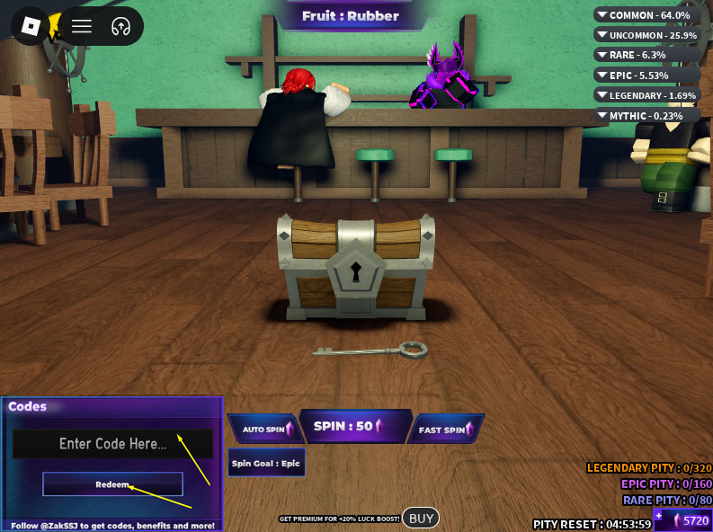 Redeem Codes in Roblox Fruit Battlegrounds 2