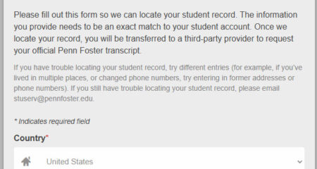 Penn Foster Transcript Request Form