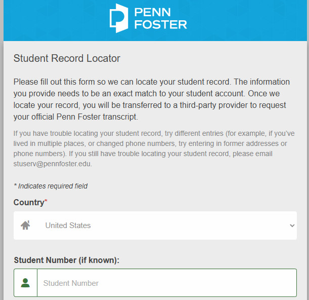 Penn Foster Transcript Request Form
