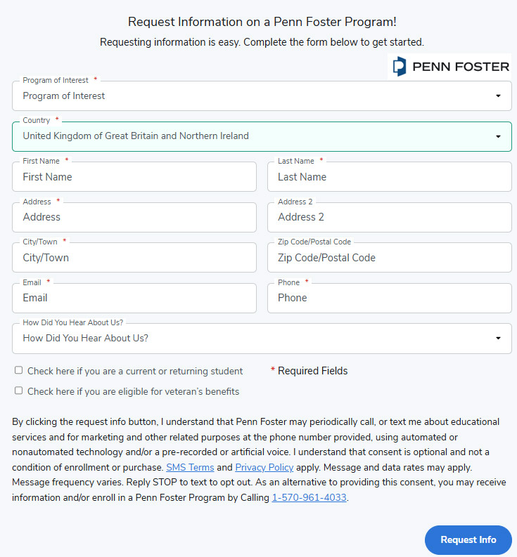 Request Information on a Penn Foster Program